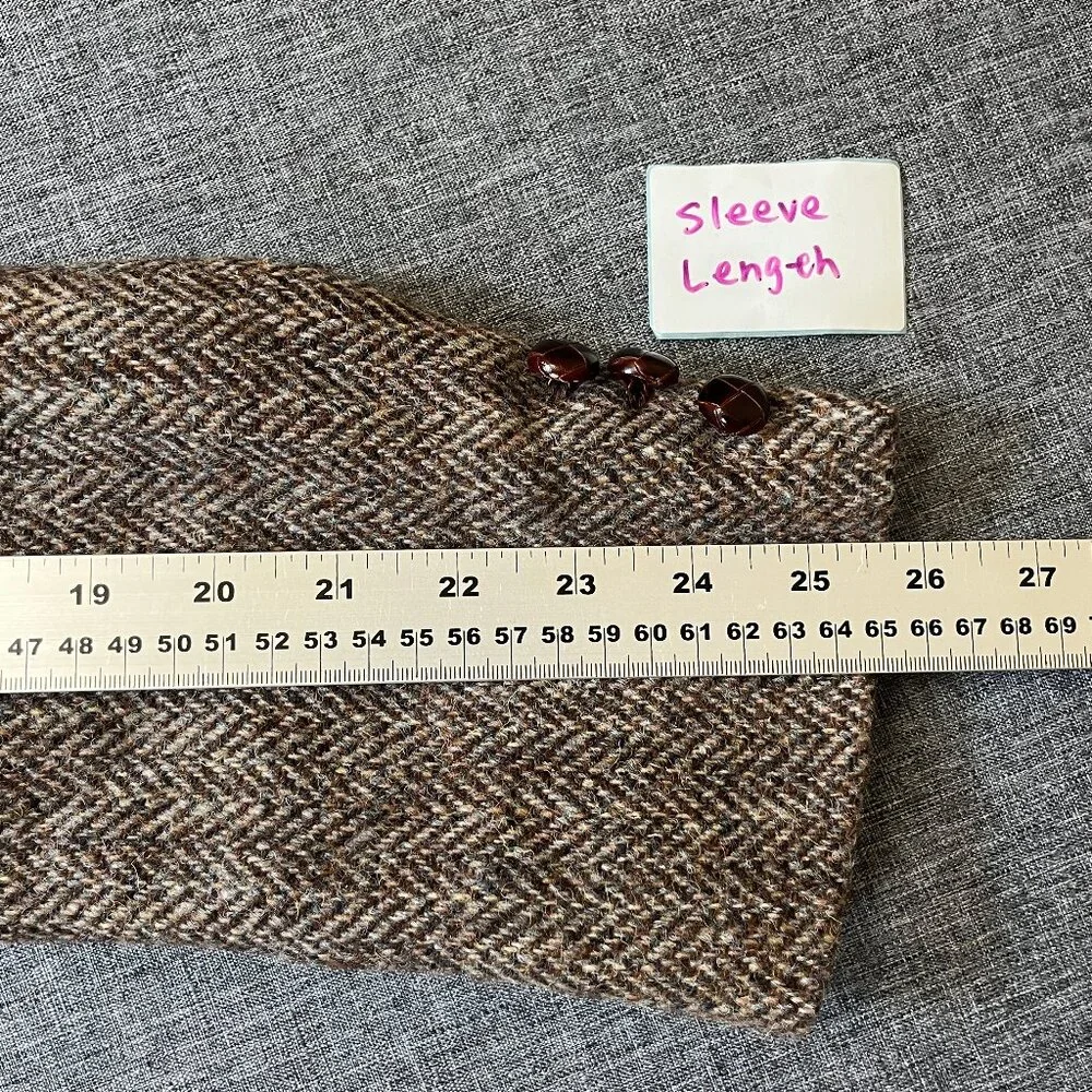 Harris Tweed Wool Herringbone Sport Coat Blazer - Men's Size 40 - Tan